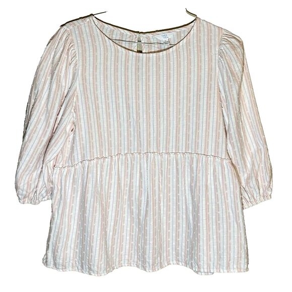 Women's Boho Top Textured with Peplum Sz Large 12-14 - Picture 2 of 6